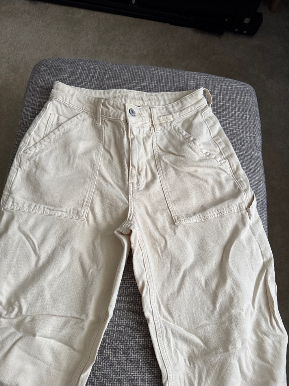 American Eagle Outfitters Cream Wide Leg Jeans